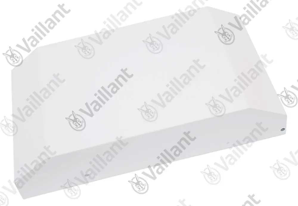 Vaillant Produkt in Weiß, rechteckig mit abgeschrägten Kanten, möglicherweise Teil eines Heizungs- oder Klimatechniksystems.
